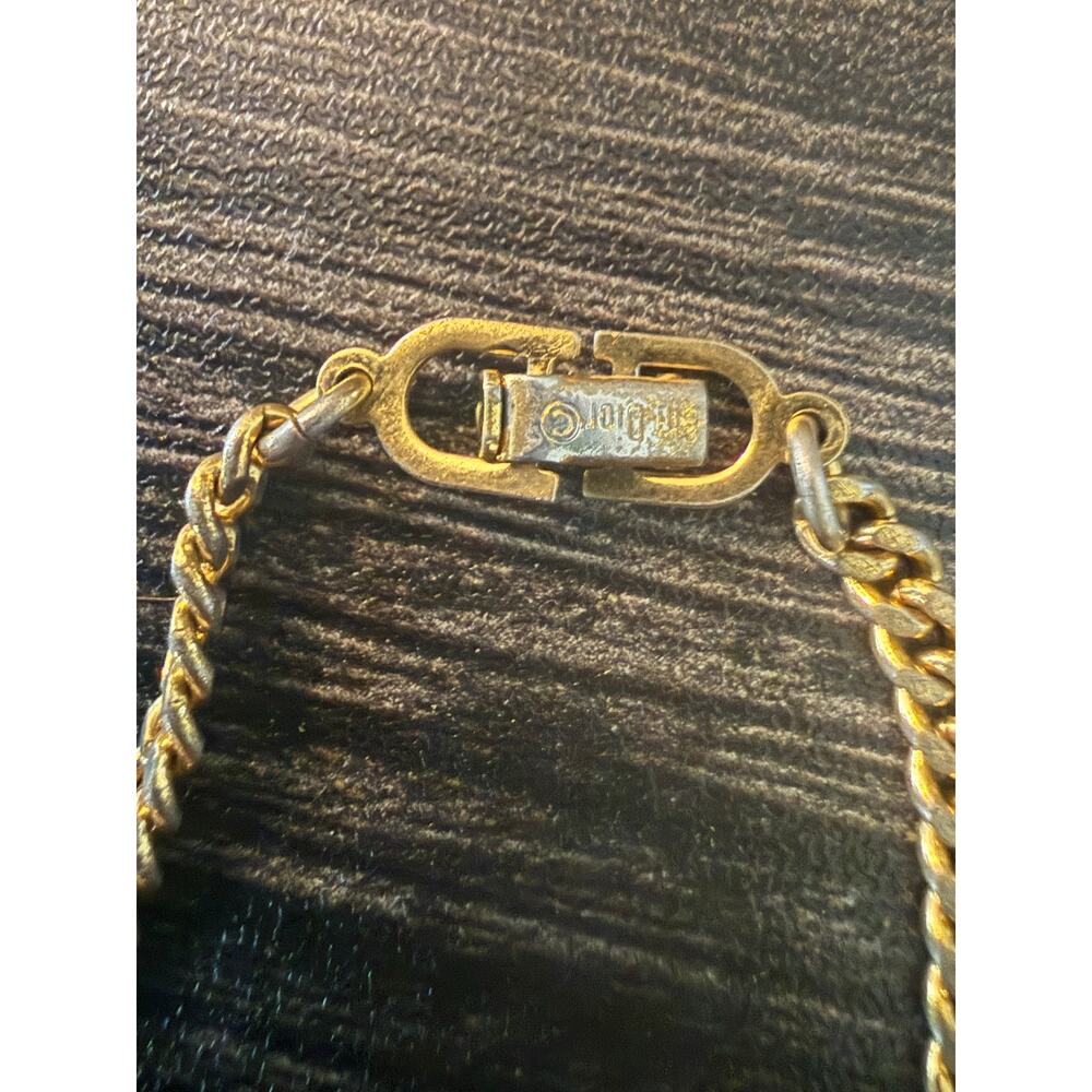 Vintage Christian Dior Simple Gold Tone CD Rhinestone Buckle Bracelet - DAMAGED - Picture 3 of 6